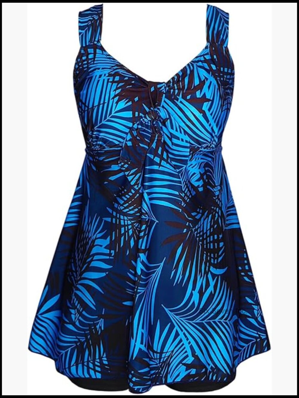 Plus Size Tankini Two Piece Swimdress with Adjustable Straps and Bowknots